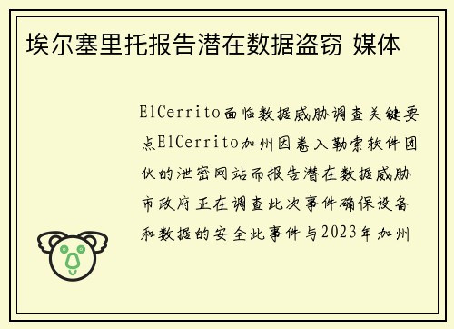 埃尔塞里托报告潜在数据盗窃 媒体