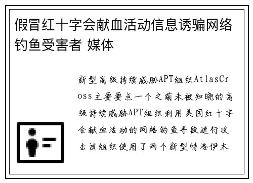 假冒红十字会献血活动信息诱骗网络钓鱼受害者 媒体