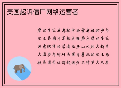 美国起诉僵尸网络运营者 